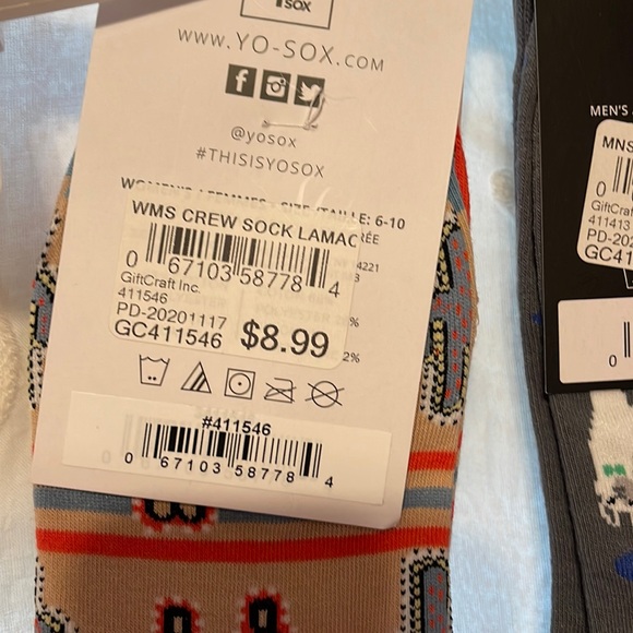 NWT Llama Bundle! Yo Sox -His & Hers Llama crew socks with ornament(from Pier 1) - Picture 8 of 11